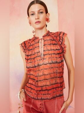 Ulla Johnson Clea Top in Chili Tie Dye Size 4